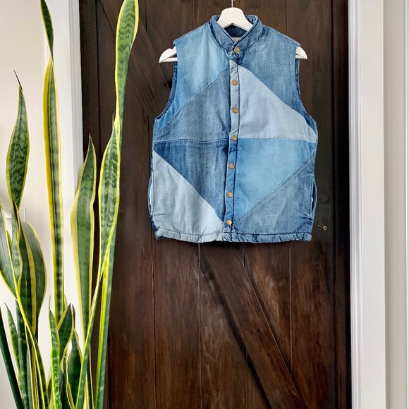 Current/Elliot The Patchwork Puffer Vest Denim - Picture 1 of 5